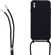 LuxeBass Siliconen hoesje met koord geschikt voor Apple iPhone Xs Max - Zwart - telefoonhoes - gsm hoes - telefoonhoesje
