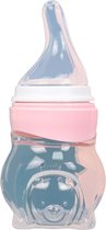 LuxeBass Mini Babyfles met Handvaten | Siroopfles Voedingsfles Melkfles voor Baby | 100ml Roze