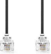Nedis Telecomkabel - RJ11 Male - RJ11 Male - 2.00 m - Kabel design: Plat - Connectorplating: Goud Verguld - Kabeltype: RJ11 - Zwart