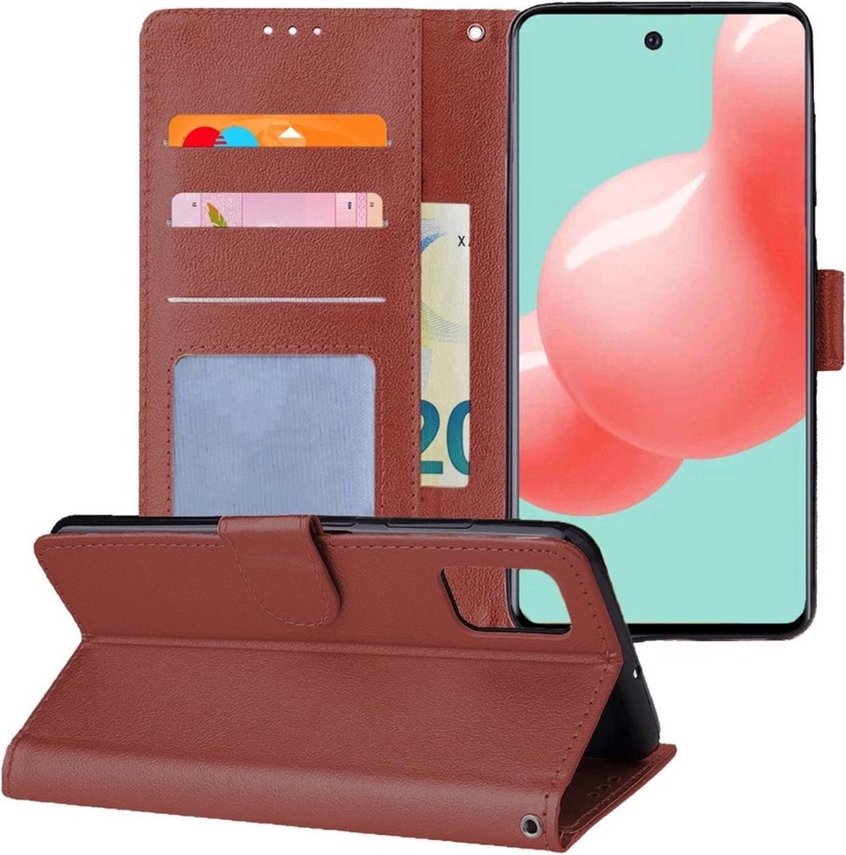 LuxeBass Hoesje geschikt voor Samsung Galaxy A71 - Bookcase Bruin - portemonnee hoesje - telefoonhoes - gsm hoes - telefoonhoesjes