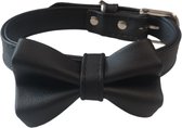 Nobleza Zwarte hondenhalsband met strik - Halsband hond - Puppyhalsband - Gesp hondenhalsband - PU Leder halsband - Zwart - L