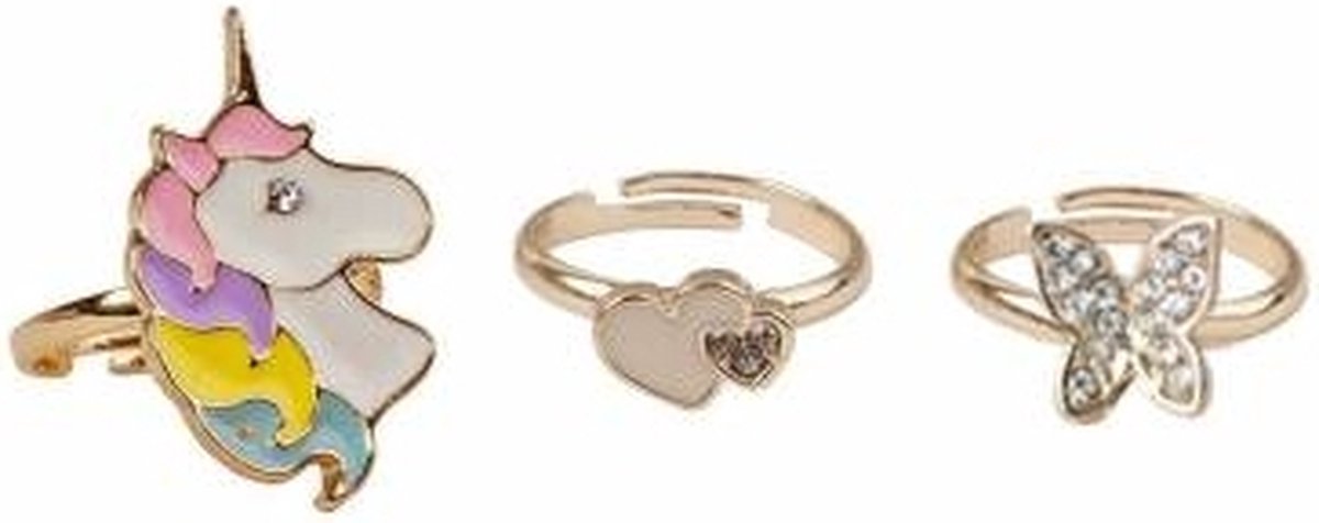 Great Pretenders Boutique Butterfly & Unicorn Ring, 3 Pcs