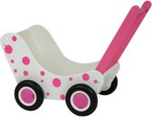 Poppenwagen Stippen - Wit & Roze