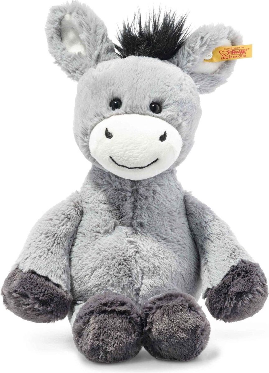 knuffel Soft Cuddly Friends Dinkie ezel grijsblauw - 30 cm