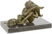 Bronzen beeld - Naakte vrouwen oraal - Erotisch sculptuur - 11,1 cm hoog