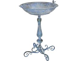 Vogelbad - ijzer vogelbad - blauw - 74 cm hoog