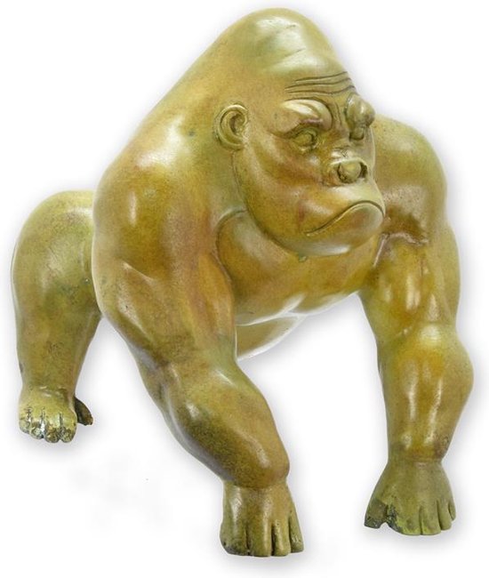 Brons beeld - gorilla - aap - sculptuur - 27 cm hoog