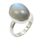 Natuursieraad -  925 sterling zilver labradoriet ring maat 17.25 mm - boho edelsteen sieraad - handgemaakt