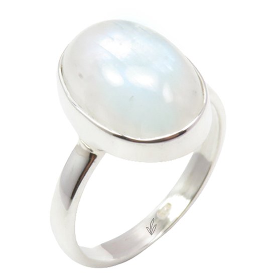 Natuursieraad -  925 sterling zilver maansteen ring maat 19.00 - luxe edelsteen sieraad - handgemaakt - Terra Edela