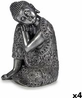 Decoratieve figuren Boeddha Zittend Zilverkleurig 20 x 30 x 20 cm (4 Stuks)