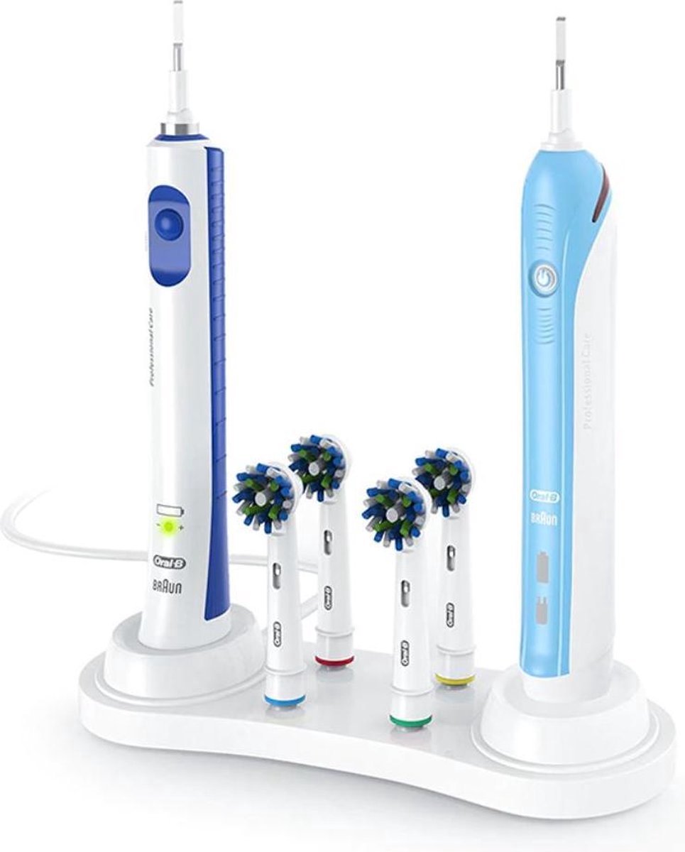 *** Tandenborstel Houder - Houder Geschikt Voor Oral B Tandenborstel - Houder voor Tandenborstel en Opzetborstels - Inclusief Opbergunit Voor 4 Opzetborstels - van Heble® ***