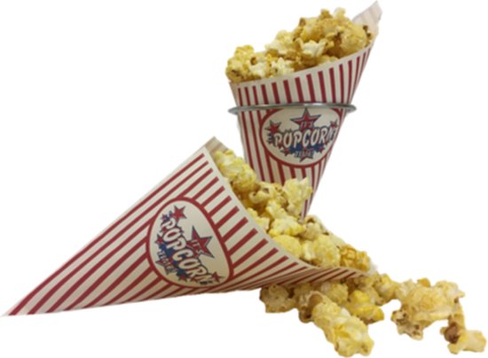 Popcorn zakjes - 100 Stuks - Papieren Puntzakjes