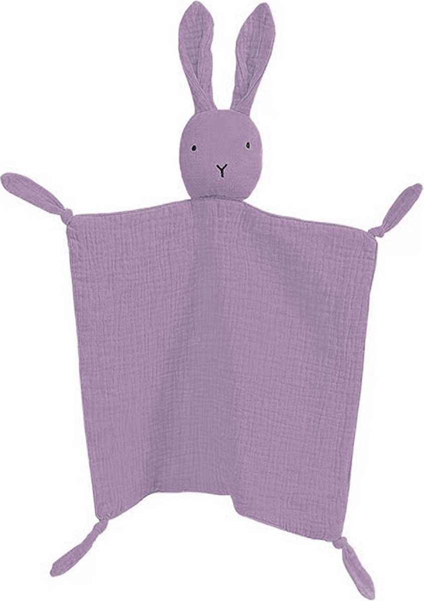 Goedkoopste Knuffeldoekje Konijn - Paars - Katoen - Hydrofiel - Baby - Speendoekje - Tutdoekje