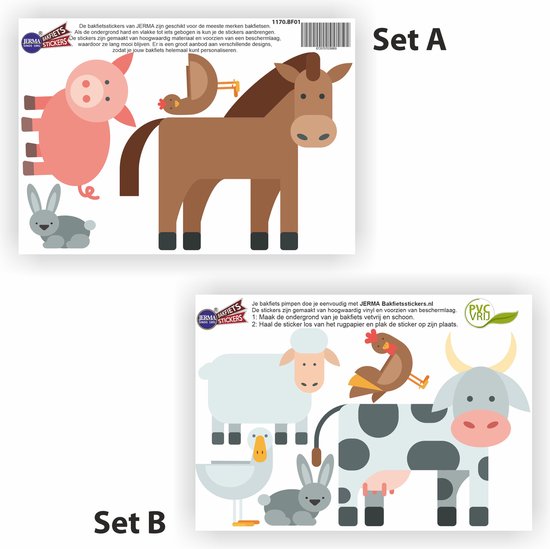 JERMA Allerhandestickers, Bakfiets accessoires, bakfietsstickers boerderij dieren van JERMA — afbeelding 4