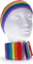 Regenboog 1x Hoofd en 2x Polszweetbandje - Rainbow - Zweetband Pols Band - Fitness - Festival Gay - Pride - Regenboog Thema Feest