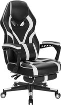 Gamestoel Monique - Met voetsteun - Wit - Gaming stoel - Chair - Ergonomische bureaustoel - Verstelbaar - Chair
