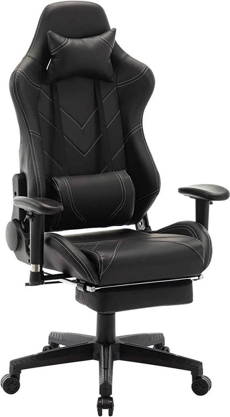 tectake® Gaming Stuhl, Bürostuhl ergonomisch, Computerstuhl mit hoher Rückenlehne, Gaming Sessel, PC Stuhl, inkl. Lordosenstütze und Nackenkissen, Racing Stil - schwarz/Azur