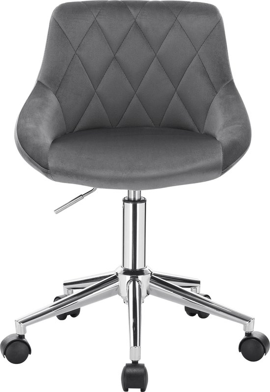 Bureaustoel Kayson - Voor volwassenen - Donkergrijs - Op wielen - Ergonomische bureaustoel - Velvet - In hoogte verstelbaar