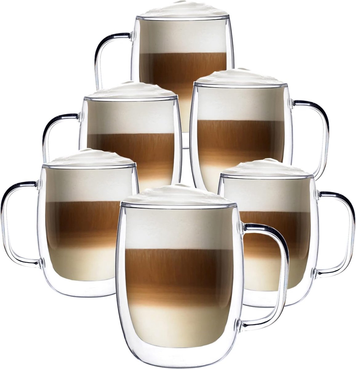 Tasse Double Paroi Verre, Mug Verre Café Borosilicate avec Poignée pour  thé, Cappuccino, Lait, Jus, Set de 2 (300ml)