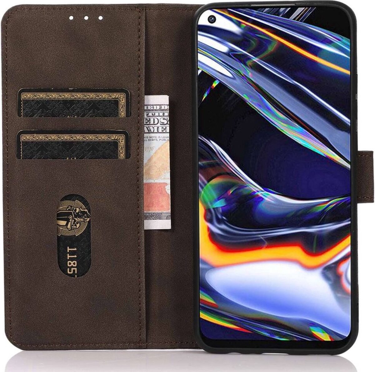 KHAZNEH OnePlus Nord 3 Hoesje Retro Wallet Book Case Bruin