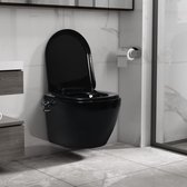 vidaXL - Hangend - toilet - randloos - met - bidetfunctie - keramiek - zwart