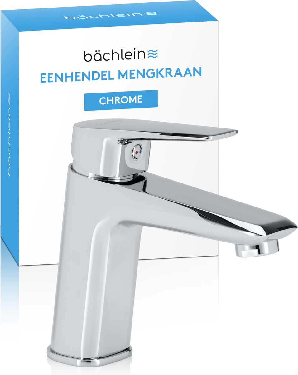 Bächlein Badkamerkraan In Klassieke Look, Ééngreeps Mengkraan Met Duurzaam Keramisch Cartouche, 2 Aansluitslangen En Installatiesleutel, Badkamerkraan Chroom