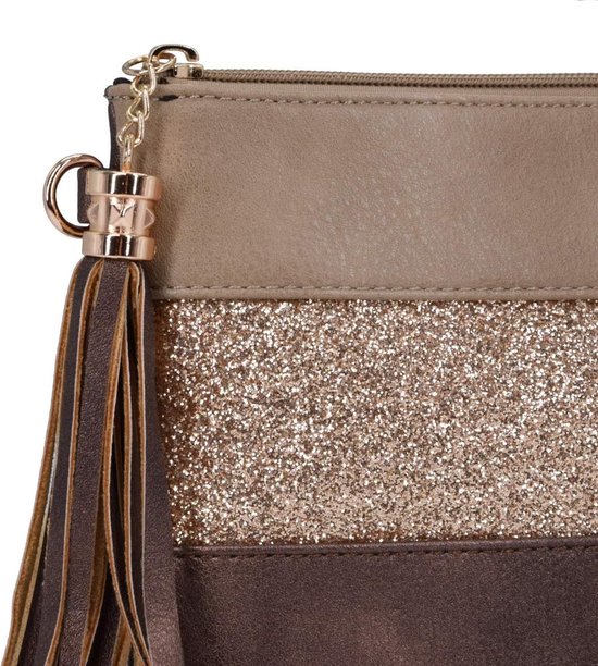 Femme Sac Bandoulière Paillette Multicolore Rayé Glitter Cuir PU