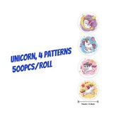 Eenhoorn - Unicorn stickers op rol, 500 stuks - Beloning stickers - Sluitzegel - Sluitsticker