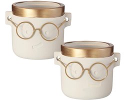 Pot de fleurs avec verres Harry, lot de 2 pièces de dimensions 7x7,5cm