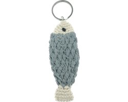 Luna-Leena duurzame vis sleutelhanger grijs / tas bedel van bio katoen - hand gehaakt in Nepal - fish keychain - sea - fishing - ichthus - cadeau - bag charm