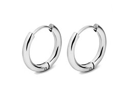 Plux Fashion Grote Hoops Oorbellen - Zilver - 18mm - Stainless Steel - Heren - Dames - Zilveren Oorbellen - Hoops Earrings - HipHop Oorbellen - Sieraden Cadeau - Luxe Style - Duurzame Kwaliteit - Halloween - Oktoberfeest