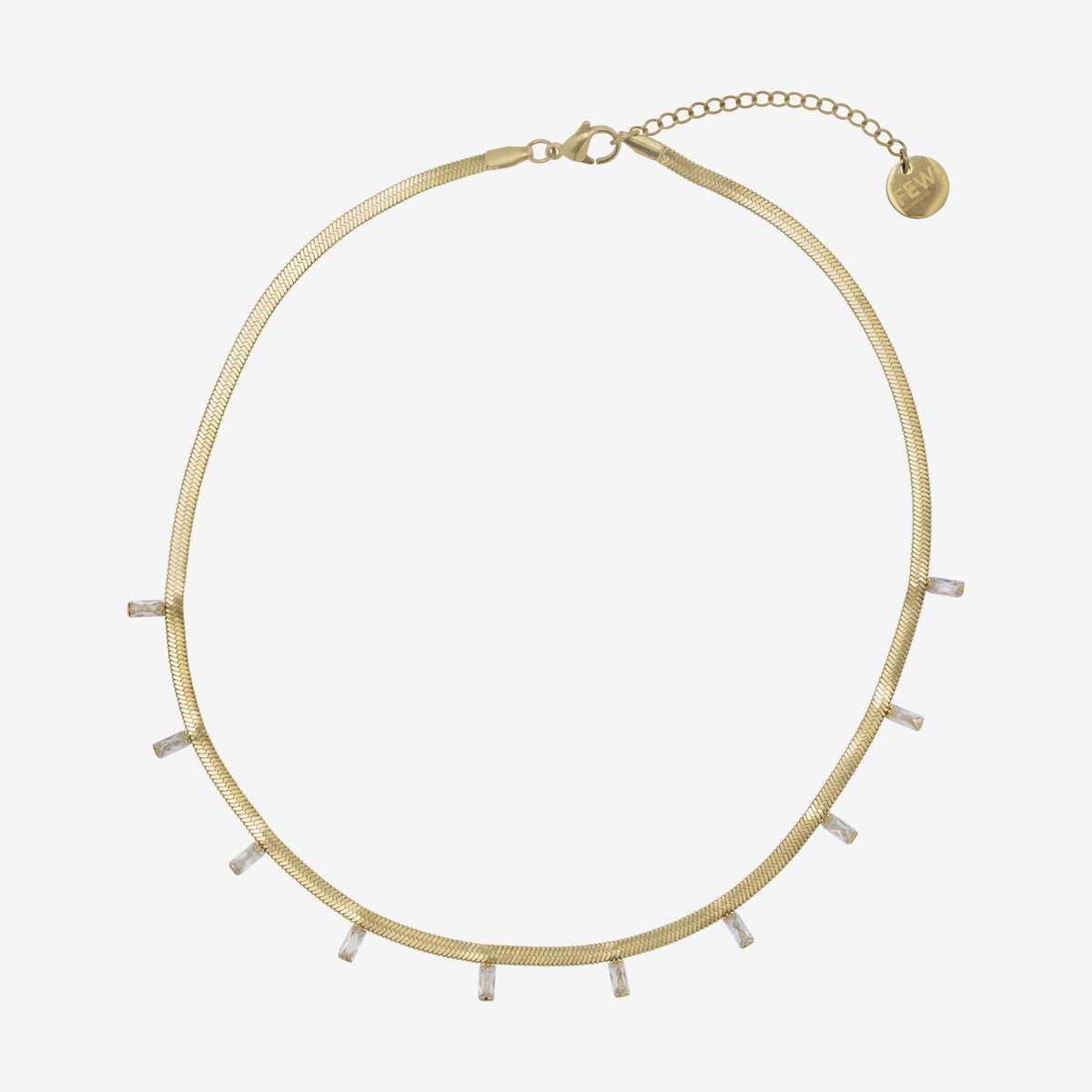 Essenza Small White Stones Necklace Gold