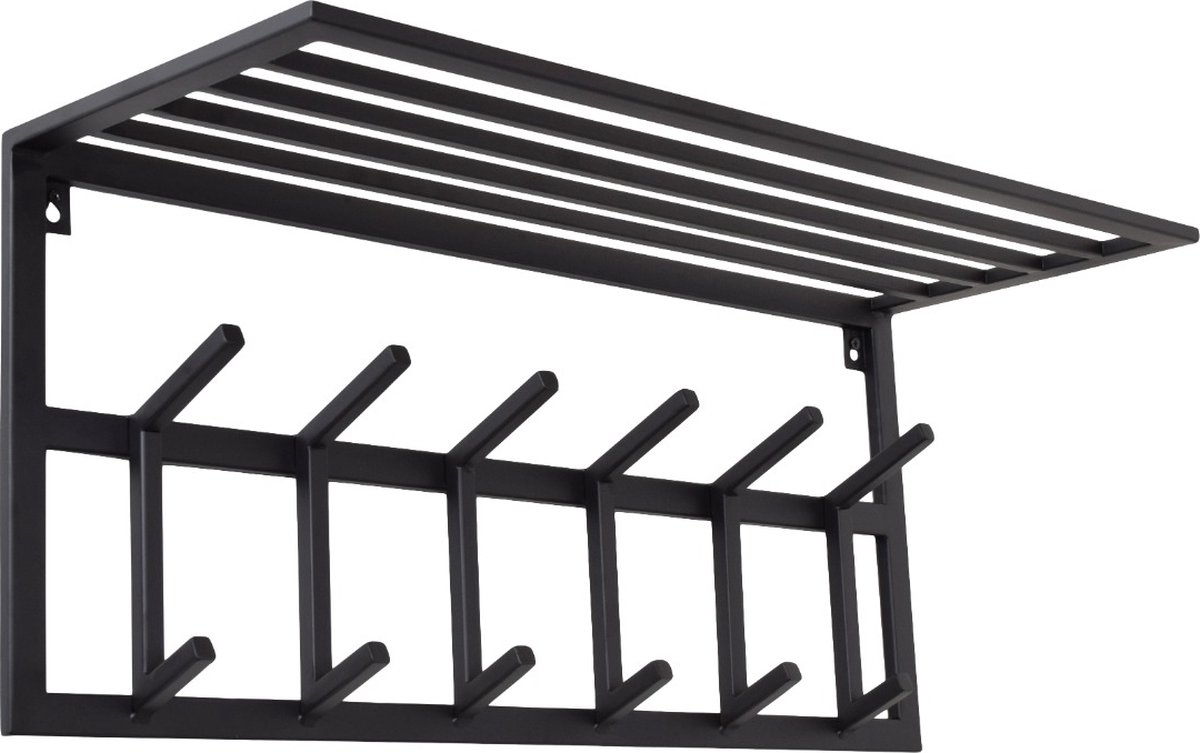 LOFT42 Kapstok Jaimy - Zwart – Metaal – 6 dubbele haken - 80x35x30