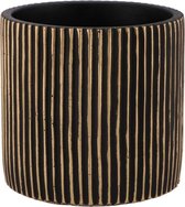 Stripes black gold/ Goud Zwart cylinder pot 17x16cm