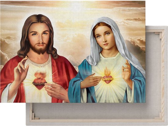 Schilderij / Afbeelding - Hart van Jezus Hart van Maria - 60x90 cm