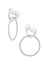 Boucles d'oreilles coeur avec anneau - argent