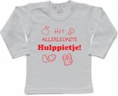 Sinterklaas | T-shirt Lange Mouw | Het allerleukste hulppietje! | Grappig | Cadeau | Kado | Wit/rood | Maat 80