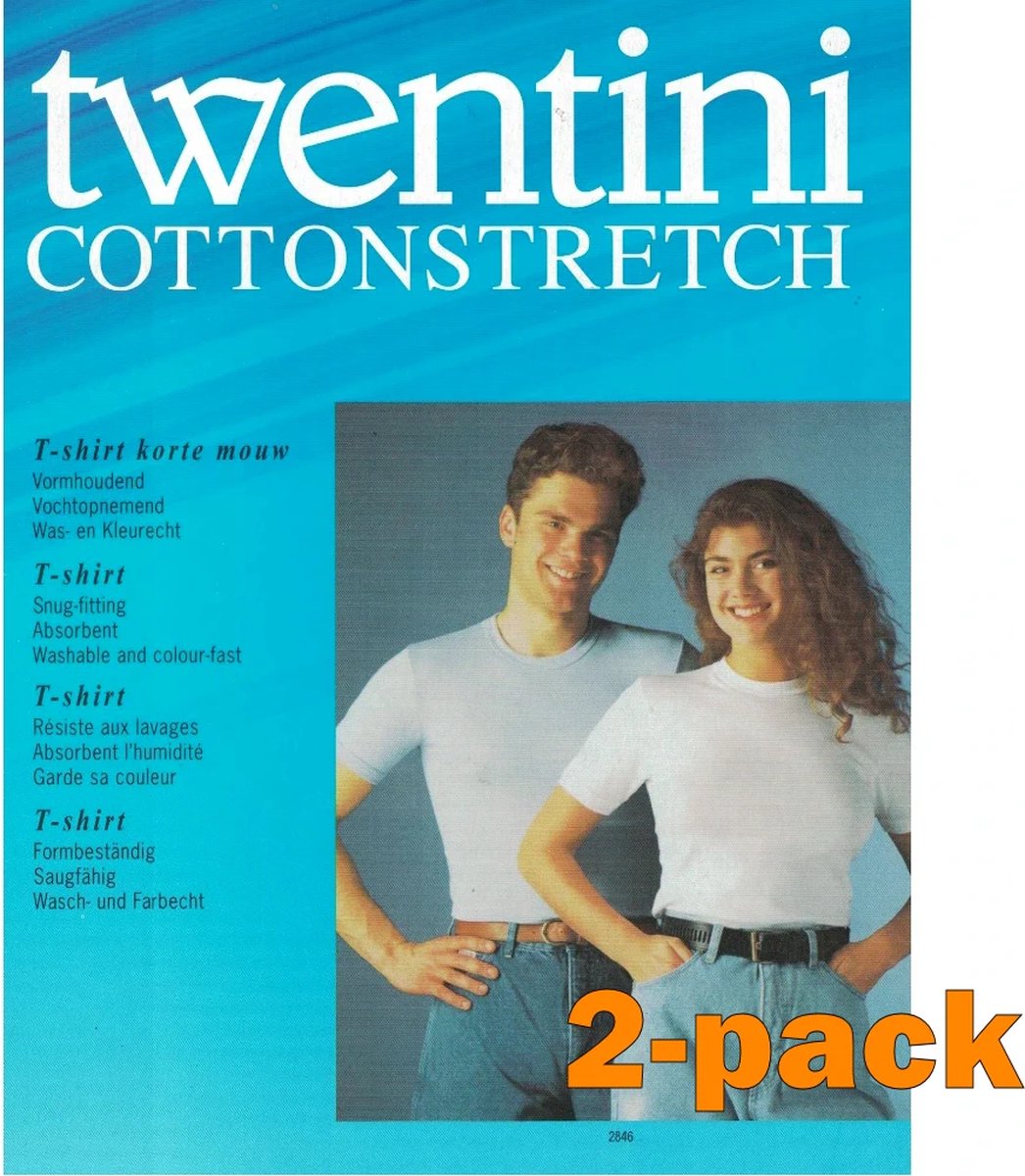 Twentini unisex t-shirts ronde hals - 2-pack - maat M - wit