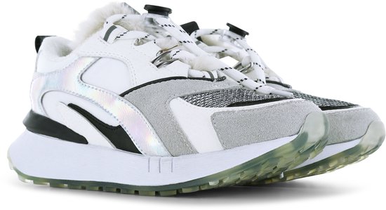 Sneakers | Meisjes | White Silver Metallic | Badstof | Shoesme | Maat 38