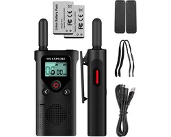 Everest-Premuim walkie talkie - Herlaadbaar - zwart - portofoon - inclusief usb-c oplaad kabel - Walkies - Werk