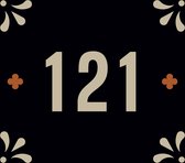 Huisnummerbord nummer 121 | Huisnummer 121 |Zwart huisnummerbordje Dibond | Luxe huisnummerbord