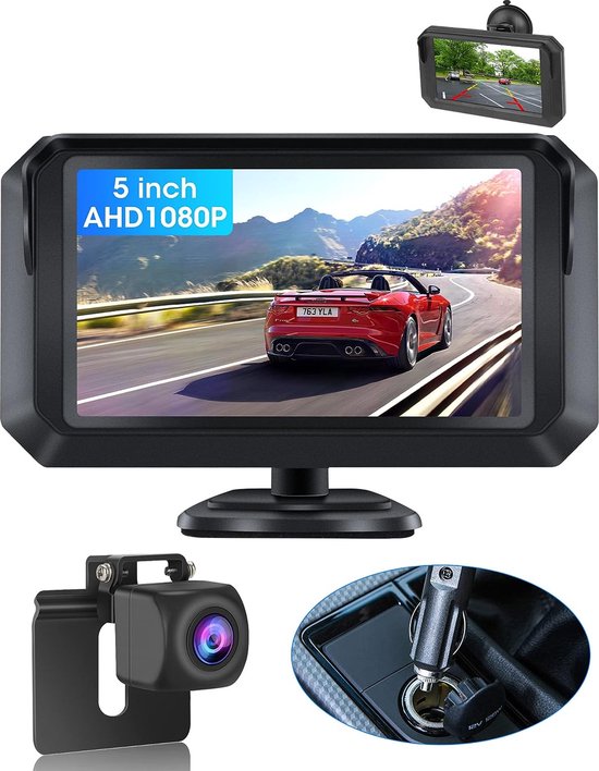 Kleyn - Achteruitrijcamera Set - 1080P - IP68 Waterdichte Achteruitrijcamera - Super Nachtzicht - voor Bestelwagens, Auto's en Vrachtwagens - Twee Installatieopties