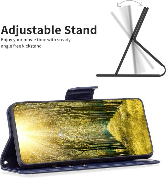 MobyDefend Hoesje - Geschikt voor Oppo A78 (5G) - Wallet Book Case Met Koord - Blauw