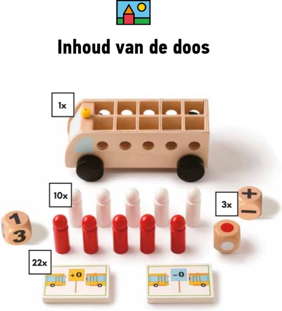 Toys for Life 'Rekenbus' - Leren rekenen - Educatief speelgoed - Sensorisch speelgoed - Spelend leren rekenen - Houten speelgoed - Leren tellen - Speelgoed 3 tot 7 jaar