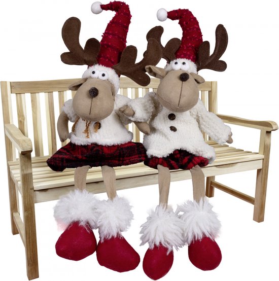 Couple Orignal 30cm (40cm) - figurine décorative renne assis - Set de 2 pièces
