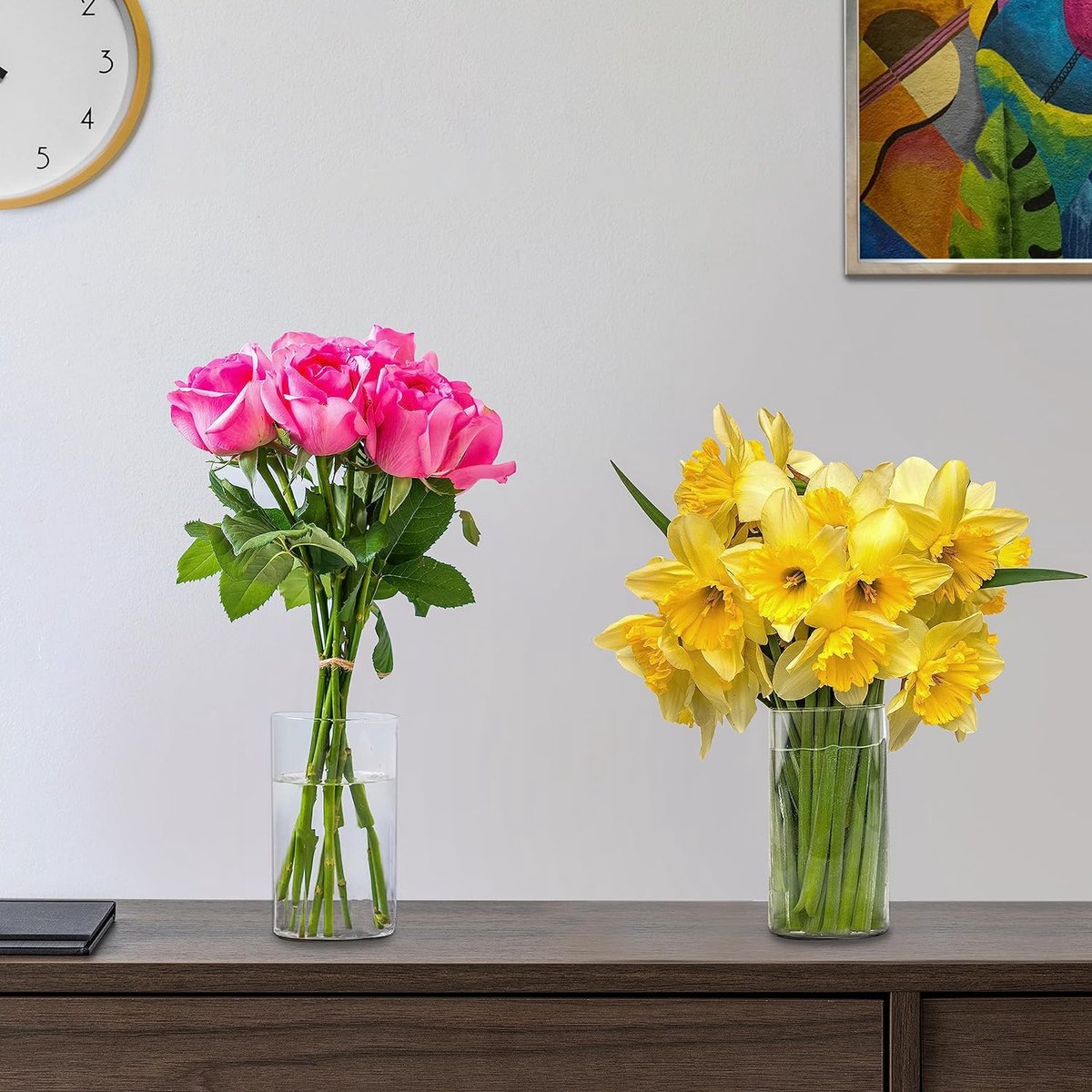 ASSRECT Transparent Glass Vase, 40 cm High, Decorative Square for