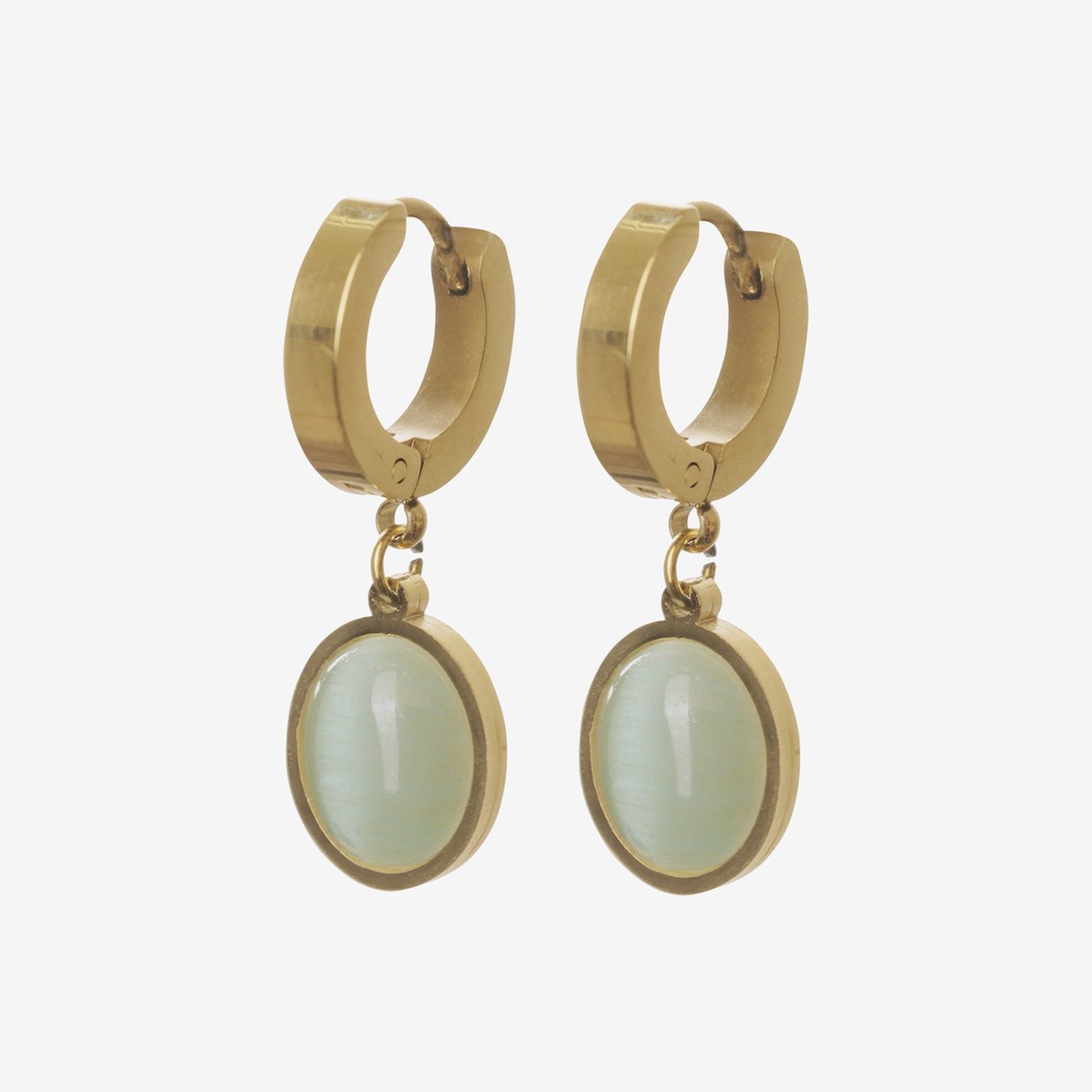 Essenza Blue Green Stone Earrings Gold