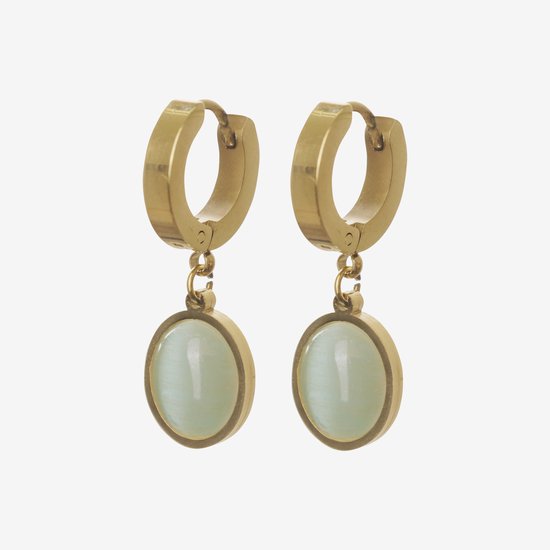 Essenza Blue Green Stone Earrings Gold