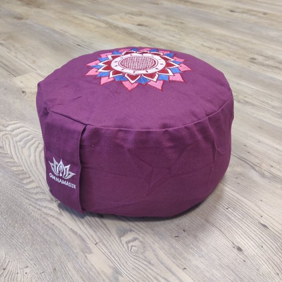Om Namaste Design Meditatiekussen Rond - Cyclaam met Lotus van Om Namaste — afbeelding 5