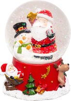 Feeric Christmas sneeuwbol/snowglobe - rood - met kerstman - 10,5 cm - beeldje